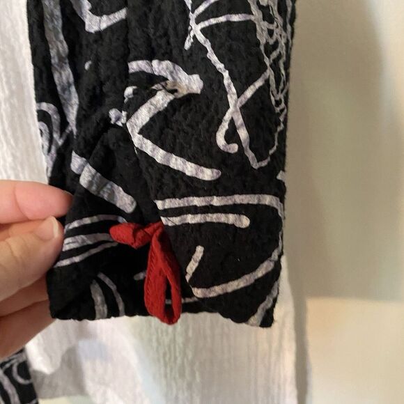 Ali Miles 3/4 Ruched Sleeve Button Up Crinkle Fabric Top Size Medium Lagenlook - Picture 5 of 9